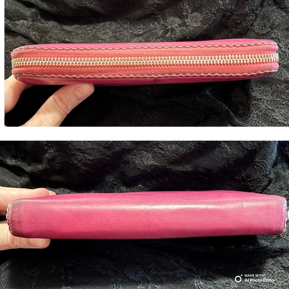 ✨Loewe✨ Vintage Nappa Leather Zip Around Long Anagram Wallet Fuchsia Purple Pink - Picture 8 of 17